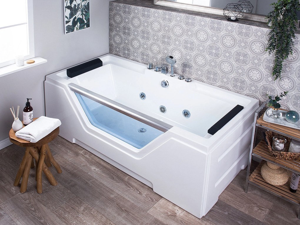 Fehér whirlpool masszázskád 170 x 80 cm GRENADA Beliani