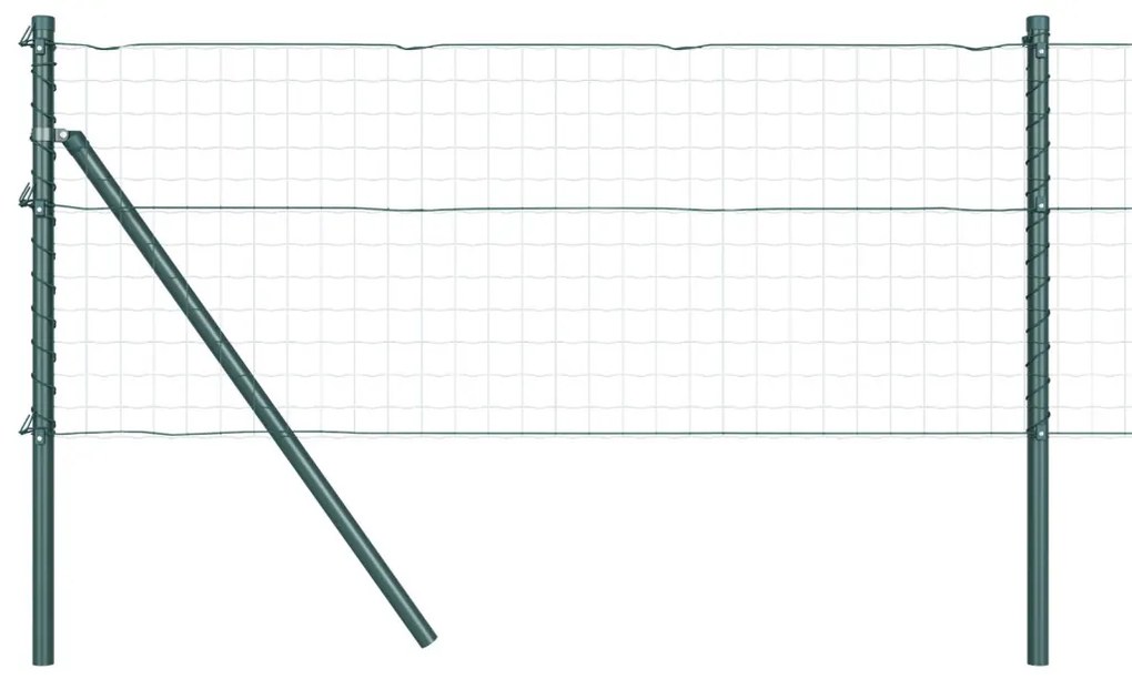 Kerítésoszlopok 26 db Zöld Ø32 mm 120 cm Horganyzott Acél