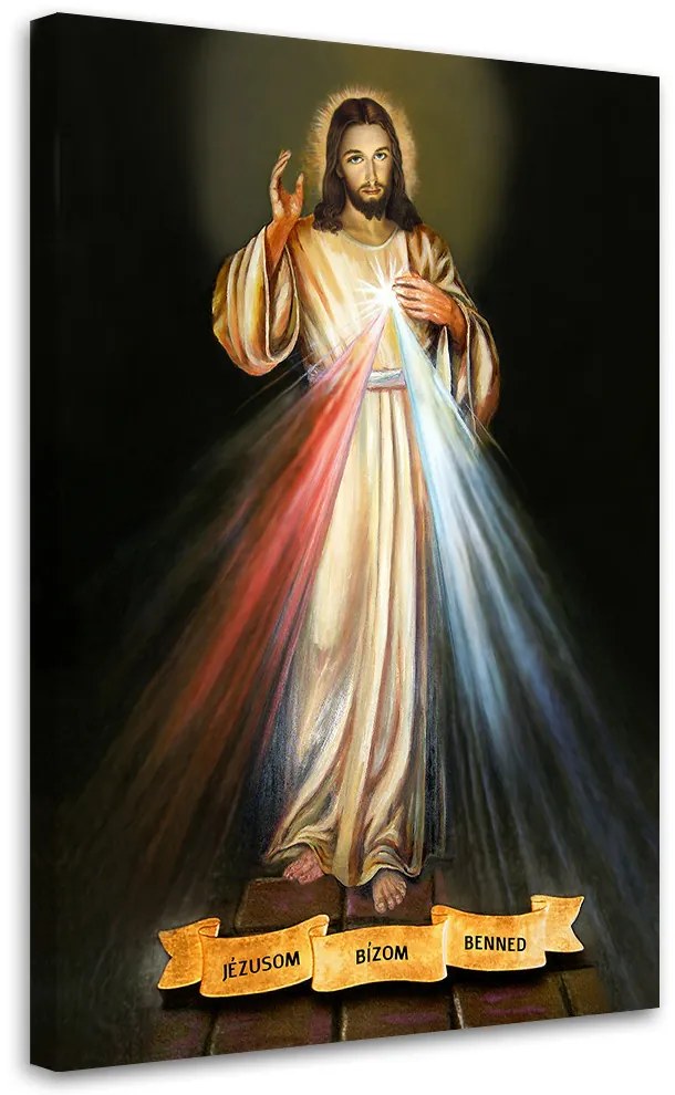 Gario Kép Isteni irgalmasság "Jézusom, bízom benned" Méret: 80 x 120 cm, Kivitelezés: Panelkép