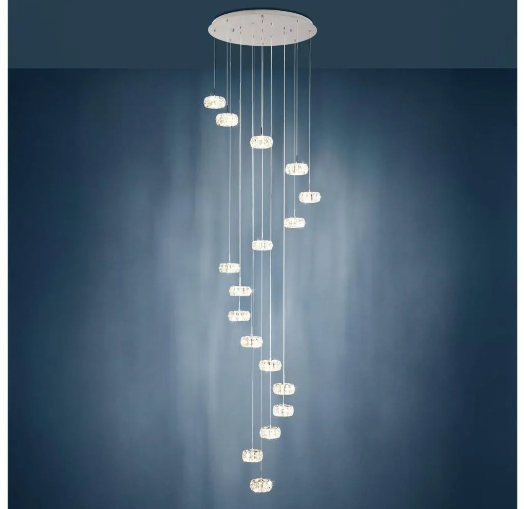 Eglo 39546 - LED Dimmelhető kristálycsillár zsinóron CORLIANO 17xLED/4,5W/230V