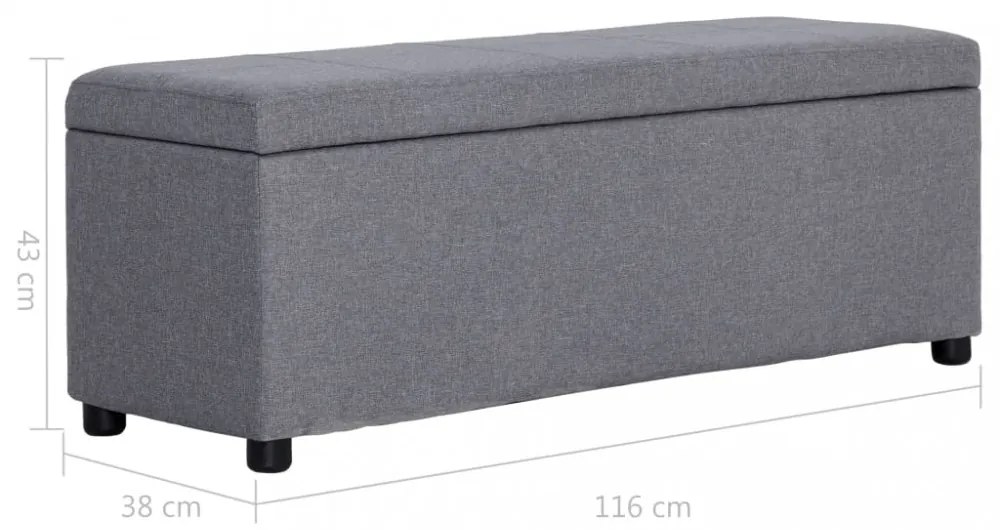 világosszürke poliészter pad tárolórekesszel 116 cm