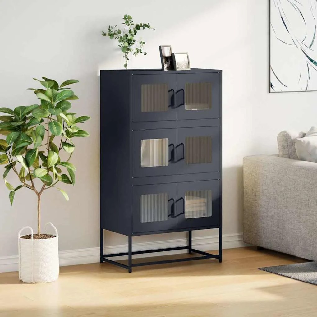 Highboard antracit 68x39x123 cm Acél