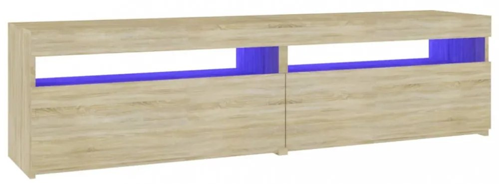 2 db sonoma tölgy színű TV-szekrény LED-ekkel 75 x 35 x 40 cm