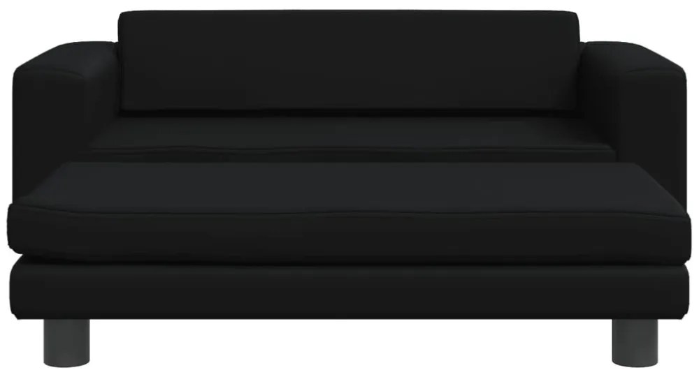fekete gyerek bársonykanapé lábzsámollyal 100x50x30 cm