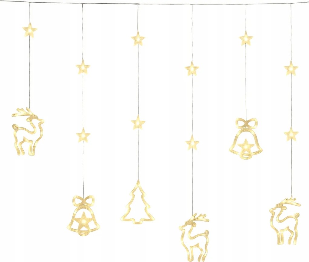 Led Karácsonyi Fényfüzér, 138 Led, Meleg Fehér Fény, Ablak Dekoráció