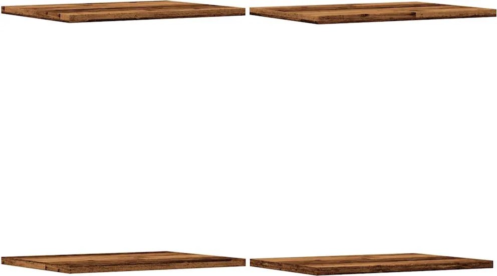 vidaXL 4 db antik fa színű szerelt fa könyvespolc 40 x 30 x 1,5 cm