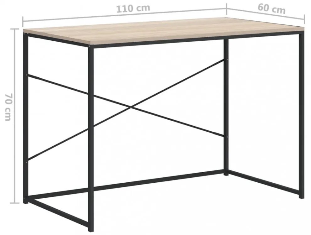 fekete-tölgyszínű szerelt fa számítógépasztal 110 x 60 x 70 cm