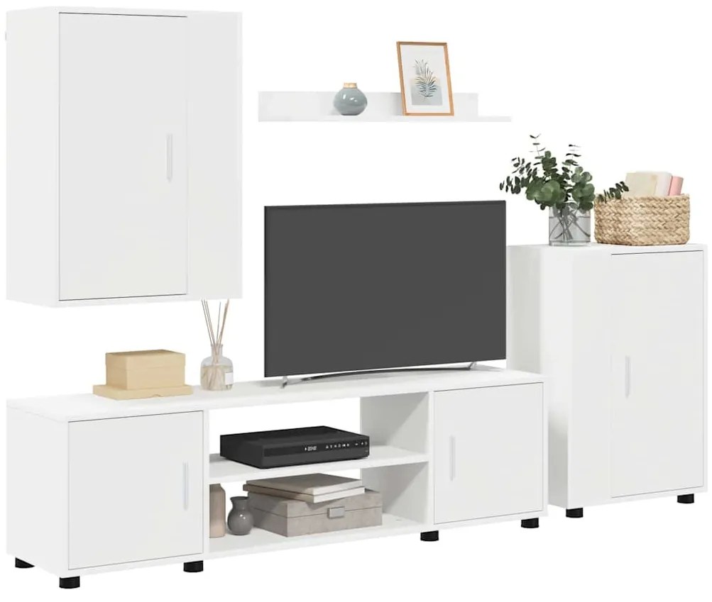 4 részes TV szekrény szett Falra szerelhető 4 pcs Fehér Faanyag