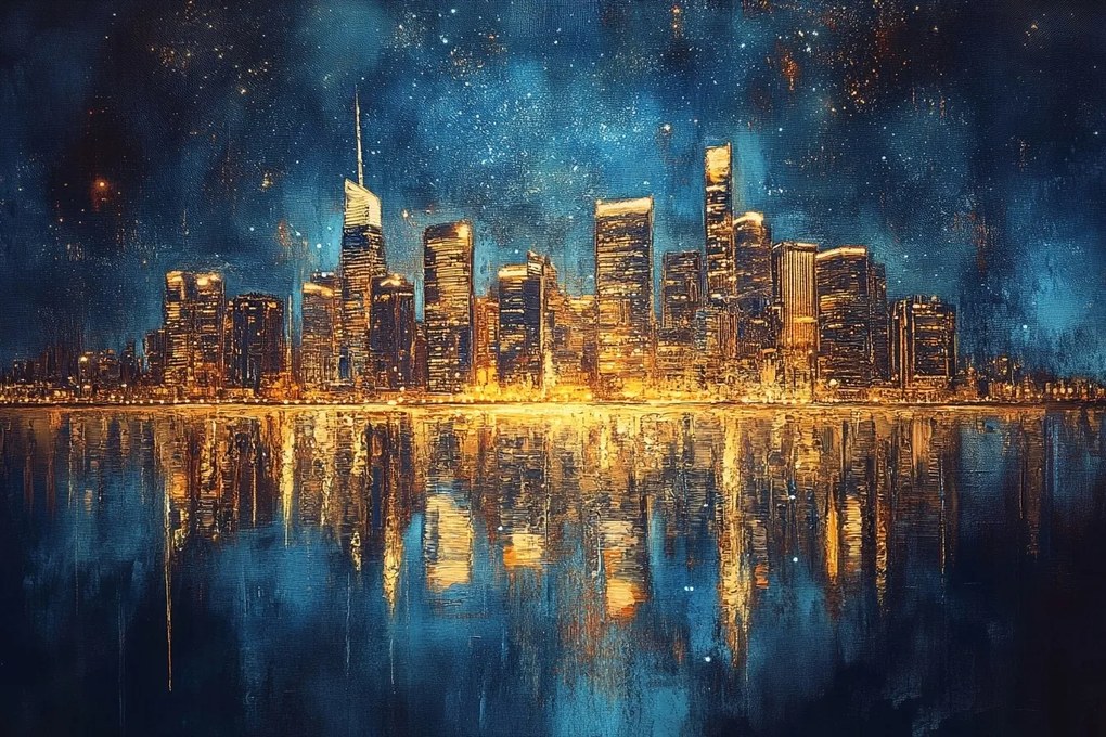 Vászonkép Canvas Panoráma Éjszaka Usa New York Manhattan Fények 60x40