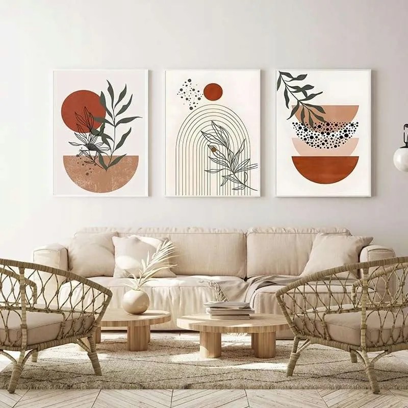 Poszter 60x90cm növénymintás dekoráció keret nélkül 3db