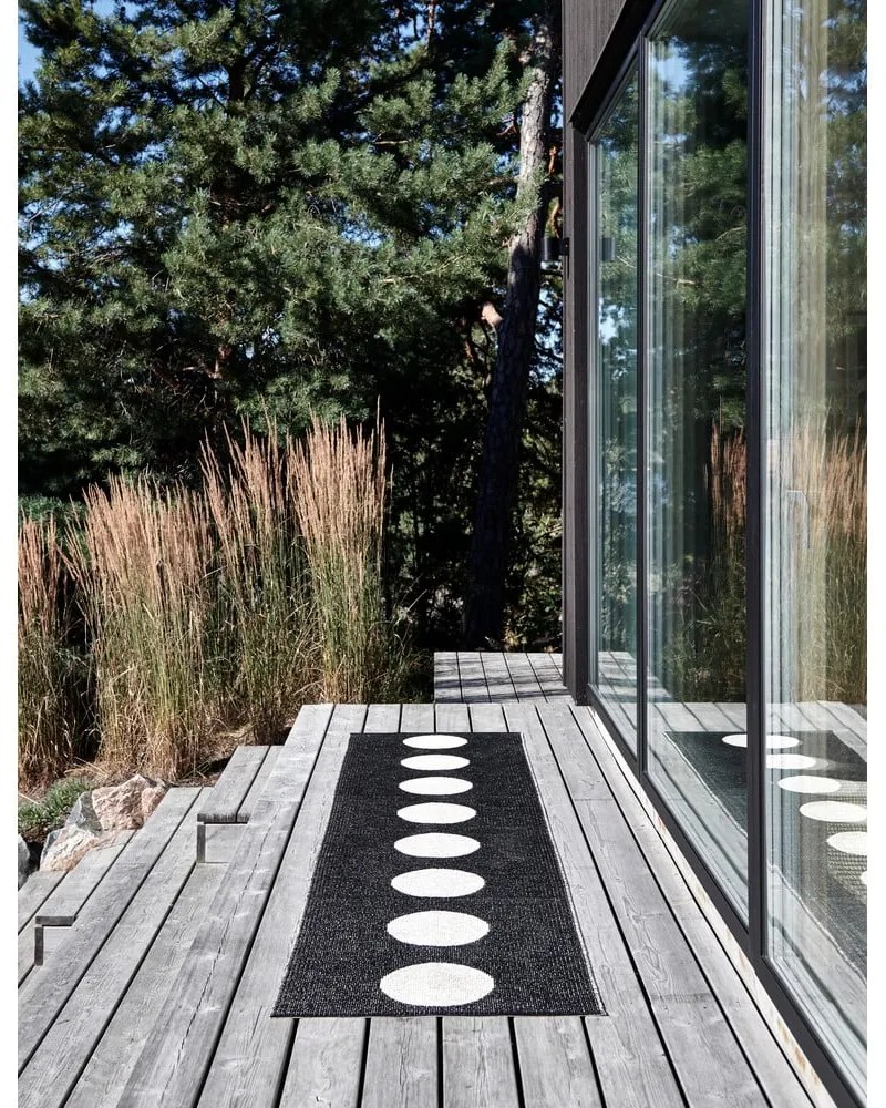 Fekete-fehér kültéri-beltéri futószőnyeg 70x225 cm Vera Black – Pappelina