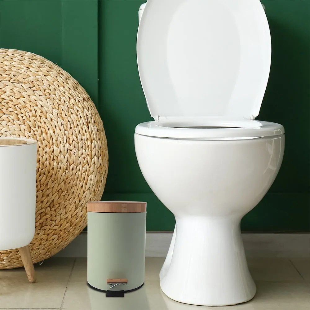 Világoszöld fém pedálos szemetes 3 l Greenish – Orion