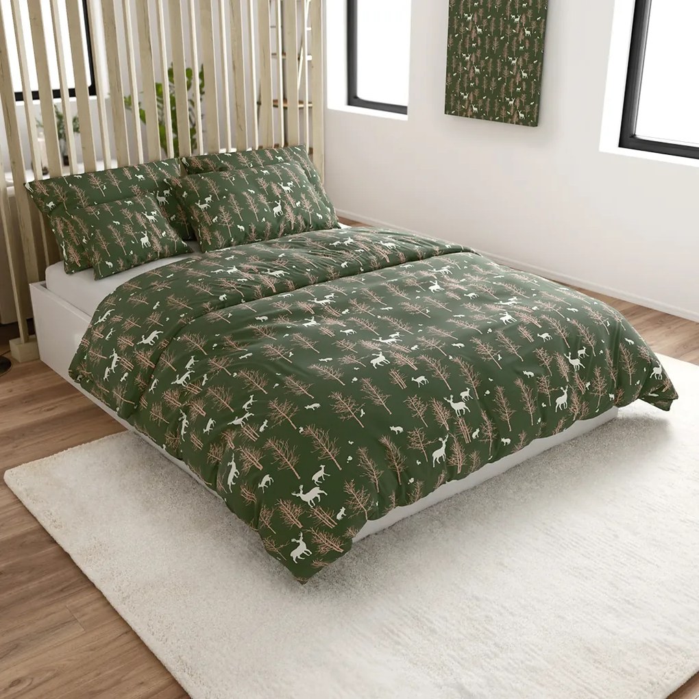 Mikroszálas ágyneműhuzat OAK DEER sötétzöld Ágyneműhuzat mérete: 70 x 90 cm | 140 x 220 cm