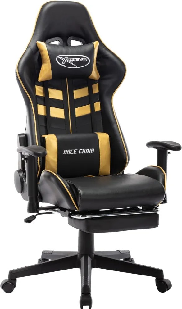 vidaXL fekete és aranyszínű műbőr gamer szék lábtámasszal