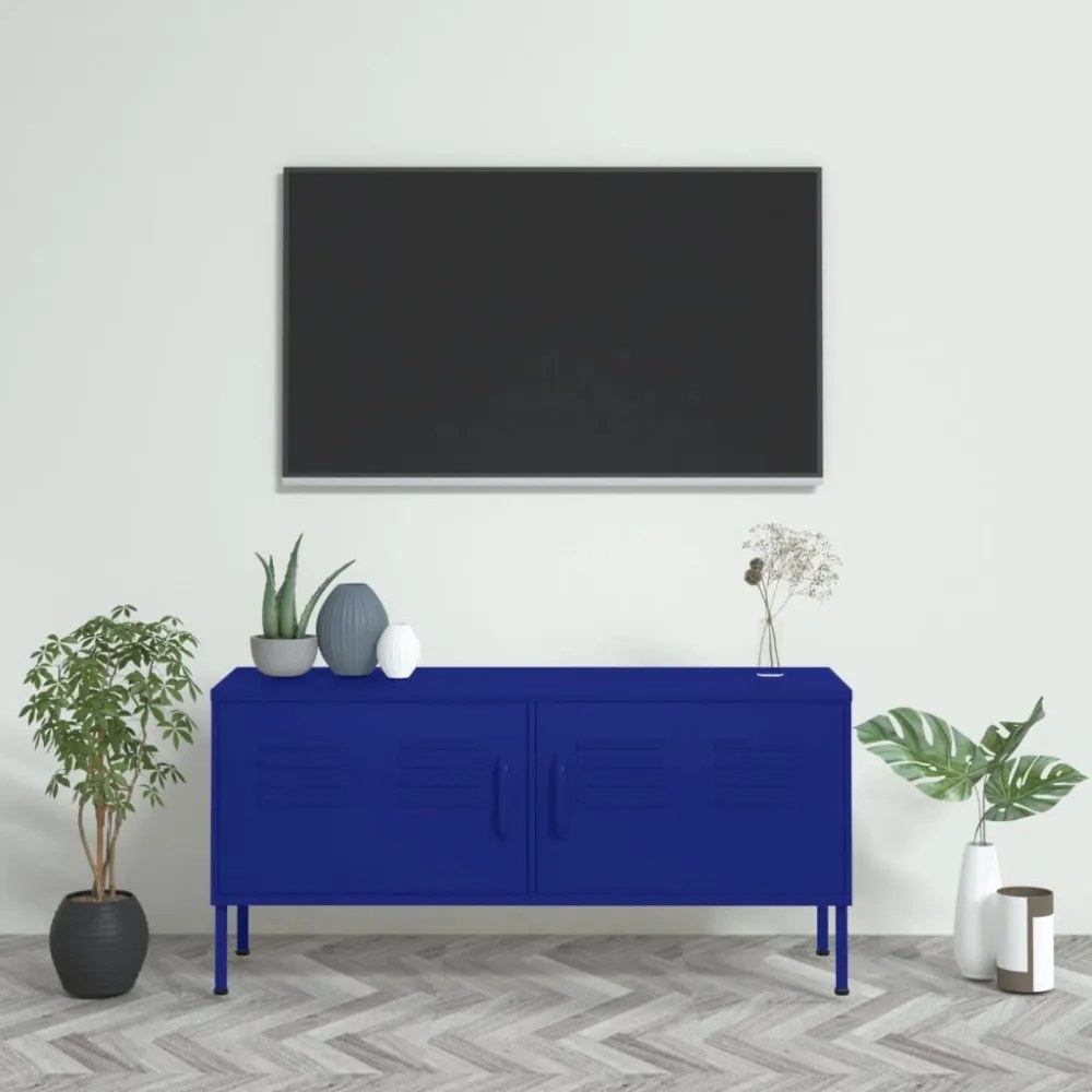 tengerészkék acél TV-szekrény 105 x 35 x 50 cm