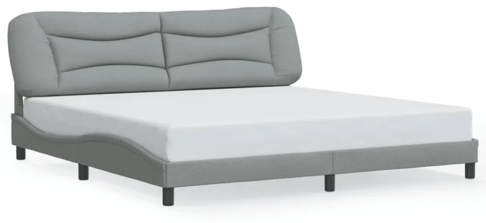 világosszürke szövet ágykeret LED-ekkel matrac nélkül Hvar 200 x 200 cm