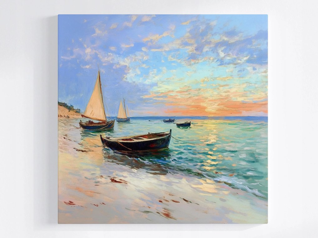 Poszter Tájkép Tenger Tengerpart Hajók Vitorlások Nyugat 40x40