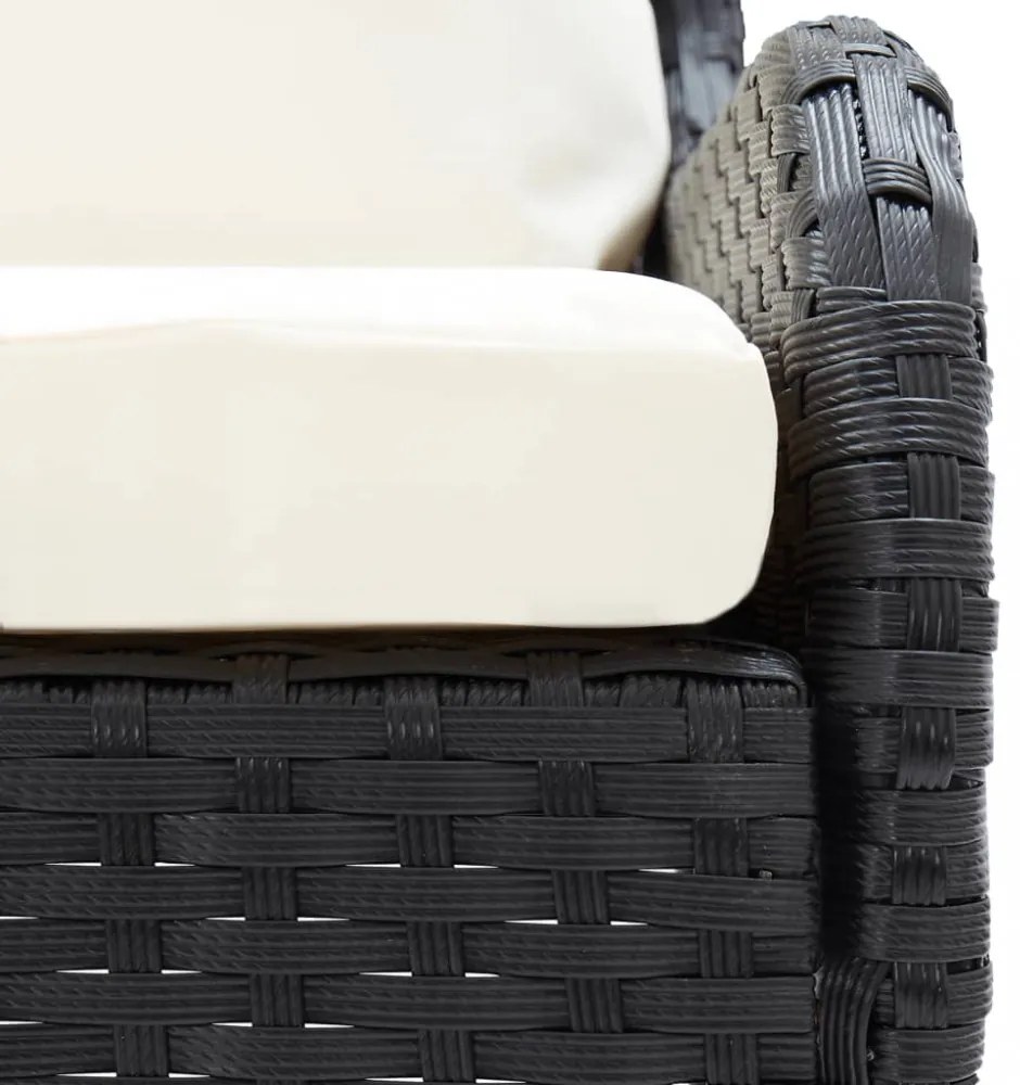 2 db fekete polyrattan kerti sarokkanapé