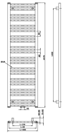 Bruckner - Fürdőszoba radiátor ALBRECHT 547W/230V 50x157 cm fehér