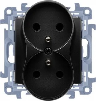 Simon 10 Dupla földelt aljzat falsík alatti kerethez fekete matt