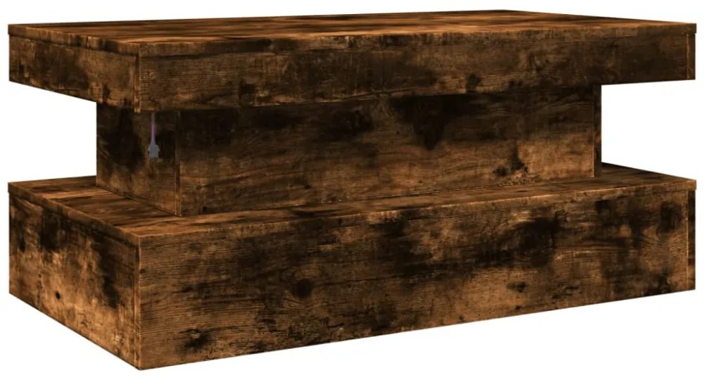 füstös tölgy színű dohányzóasztal LED-lámpákkal 90x50x40 cm