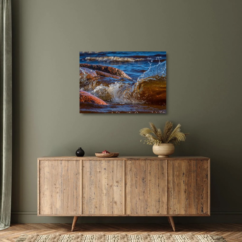 Részletes kép - víz a kövek között (üvegen) (70x50 cm)
