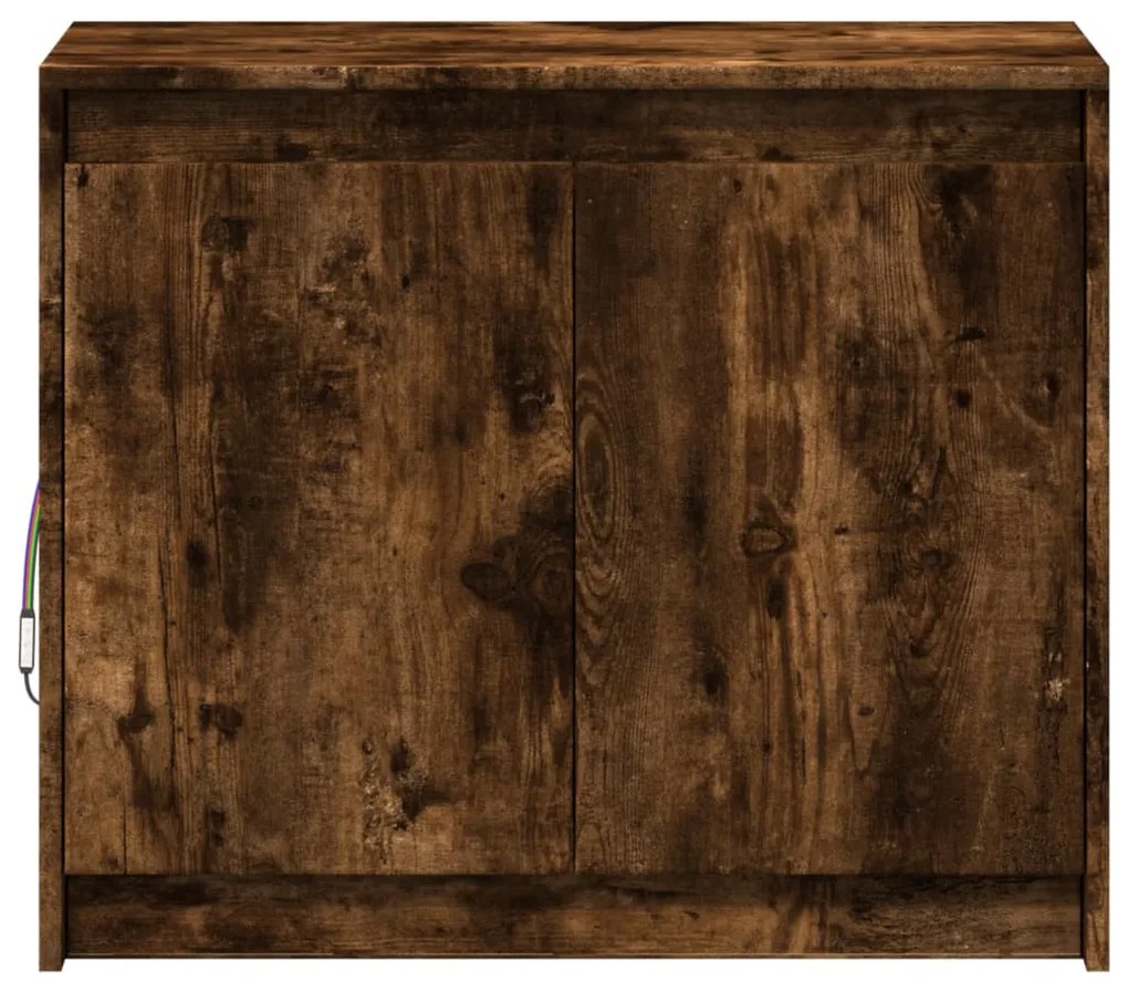 füstös tölgy szerelt fa tálalószekrény LED-del 72 x 34 x 61 cm