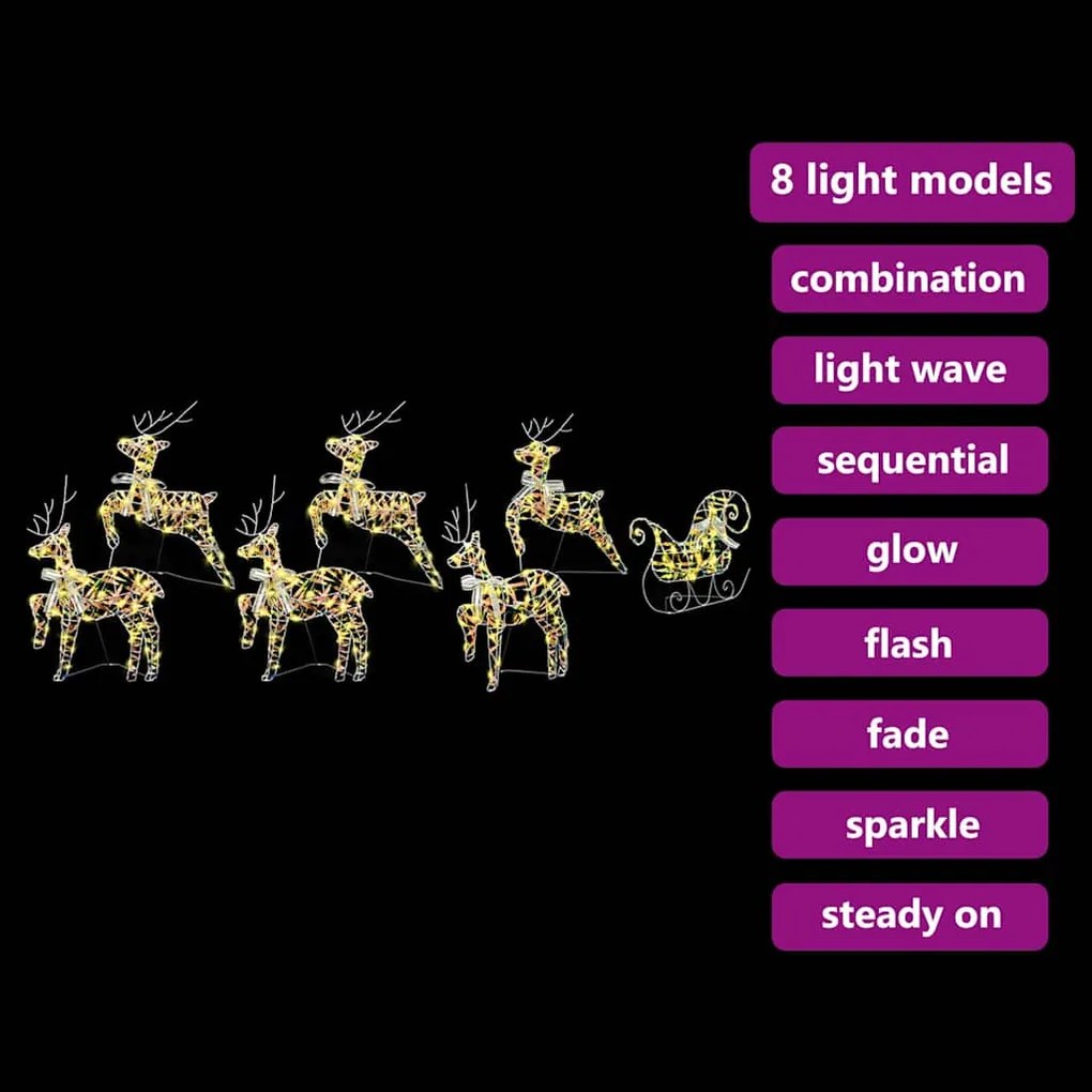LED rénszarvasok 40 LED-del 7 pcs Többszínű PET