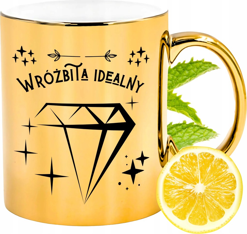 Arany csillogó bögre jósnőnek ajándék fényképes nyomtatással