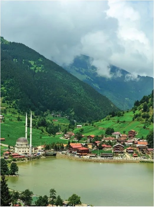 Fotótapéta Hegyek Törökország tó mecset panoráma nyugalom 184x254 vinil +ragasztó