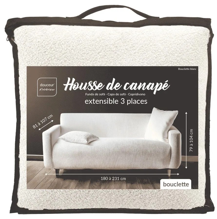 Krémszínű háromszemélyes gumis kanapé huzat Laina – douceur d'intérieur