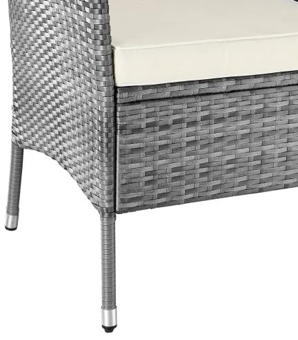 Casaria® Kerti rattan pad 143x55x88cm - szürke