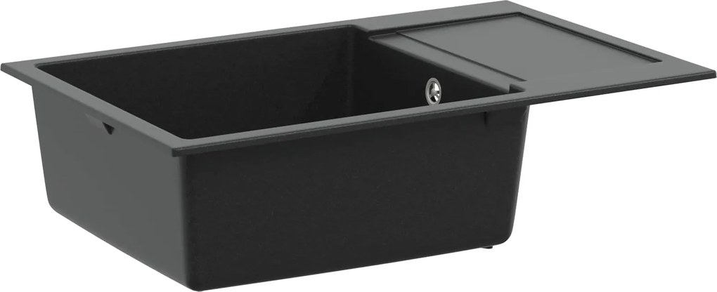 vidaXL Mosogató Fekete 780 x 500 mm 80% Kvarc és 20% Gyanta