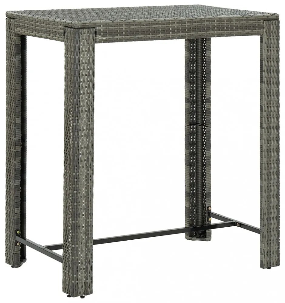 7 részes szürke polyrattan kültéri bárszett párnákkal