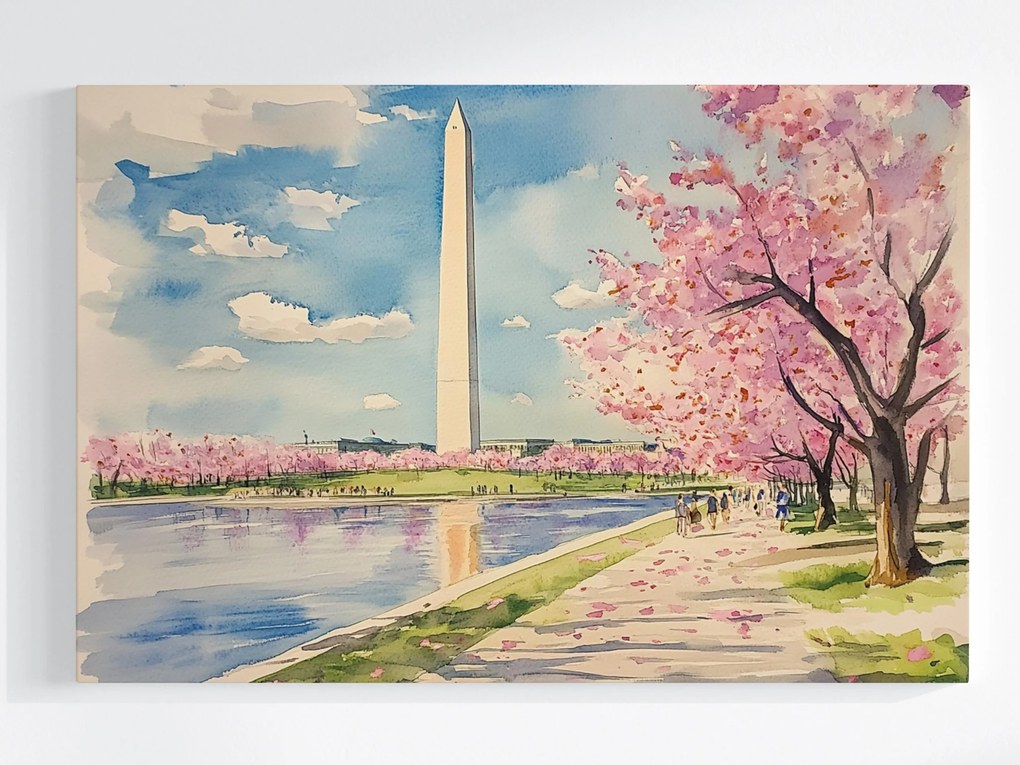 Canvas Vászonkép Washington Város Usa Obeliszk Emlékmű Tavasz 60x40