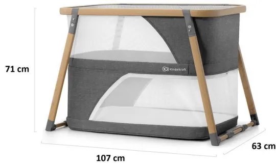 KINDERKRAFT - Utazó kiságy 4in1 SOFI szürke