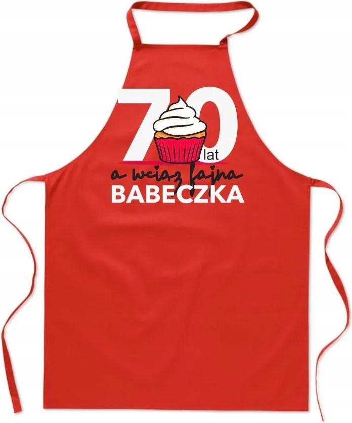 Konyhai Kötény piros Születésnap 70 éves Muffin Női Ajándék FA_465_cw