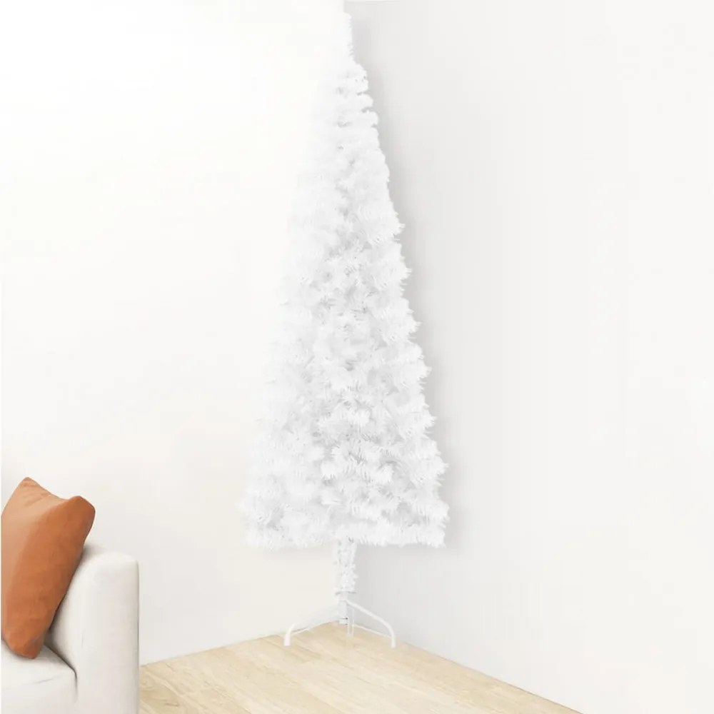 fehér vékony fél műkarácsonyfa állvánnyal 120 cm