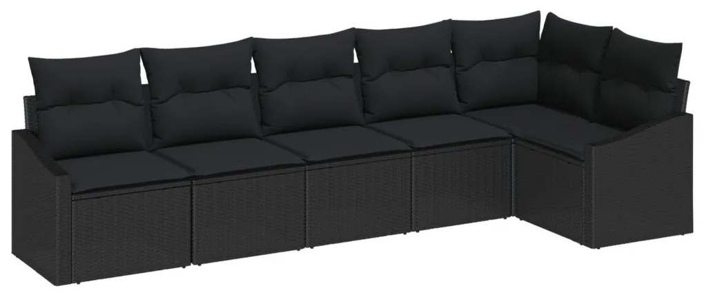 Kert étkező szett 6 pcs Fekete Poli rattan, porfestett acél