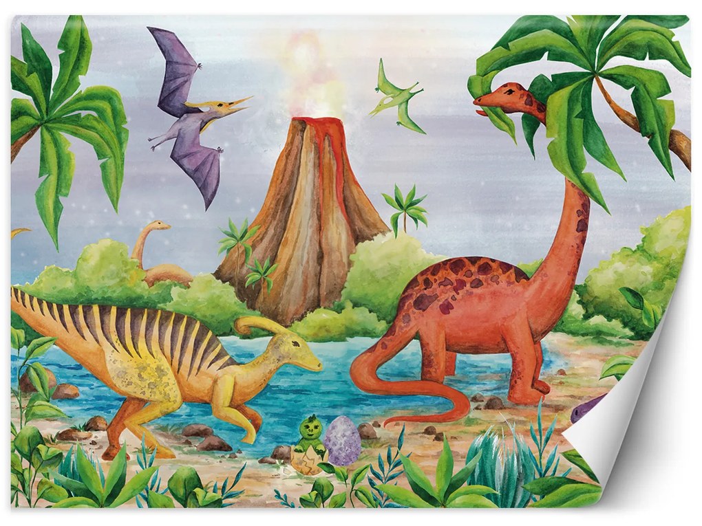 Gario Fotótapéta Dinoszauruszok a tónál Anyag: Vlies, Méret: 450 x 315 cm