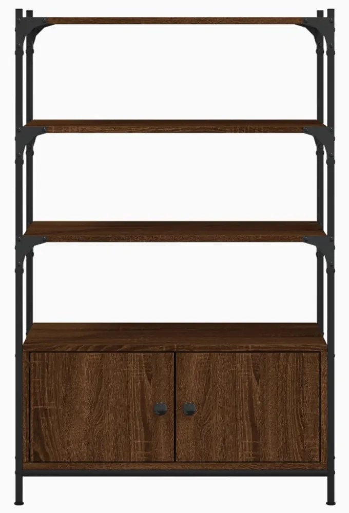 3 szintes barna tölgy szerelt fa könyvespolc 70 x 30 x 109,5 cm