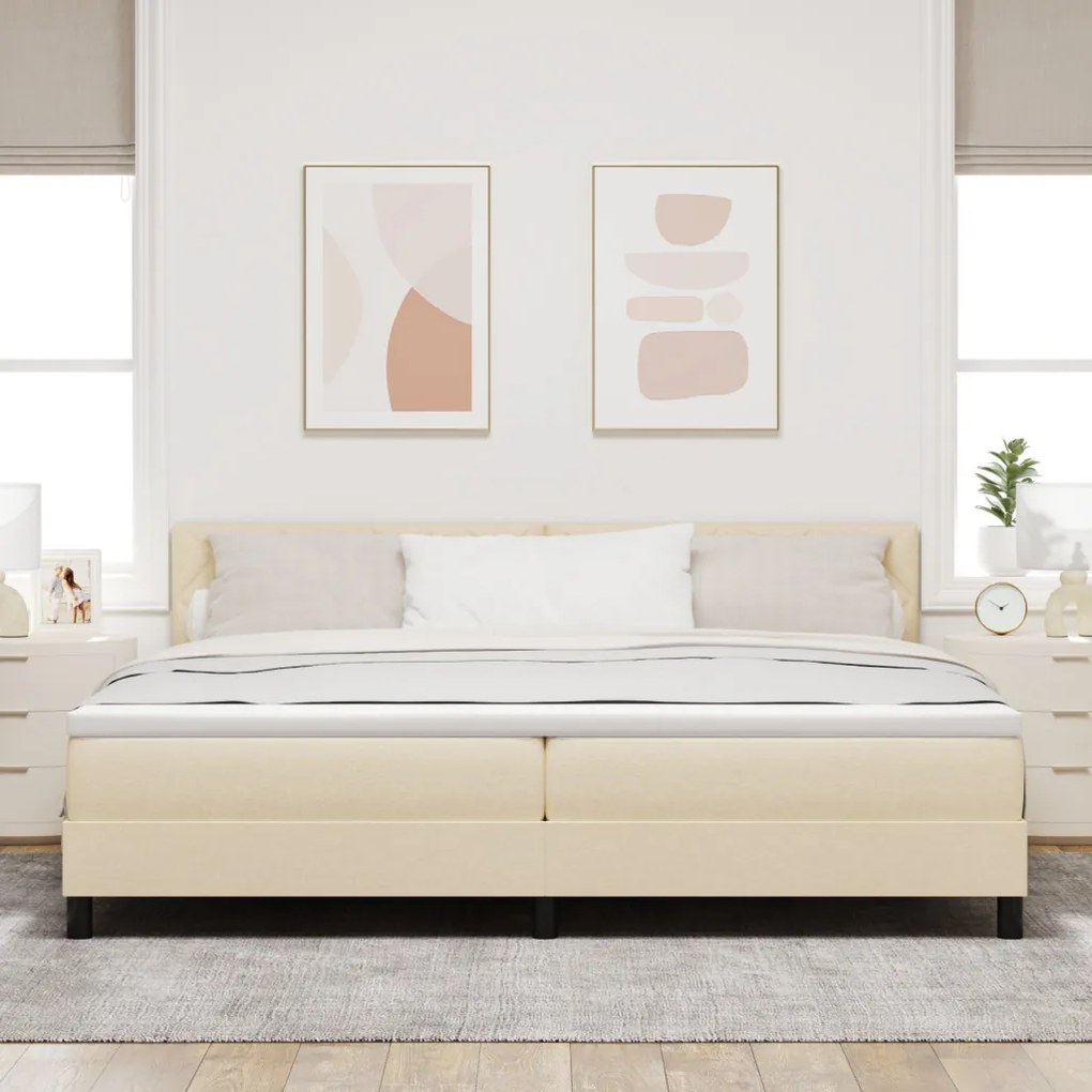 vidaXL Box Spring Ágy Matraccal & LED Krém 200x200 cm Szövet