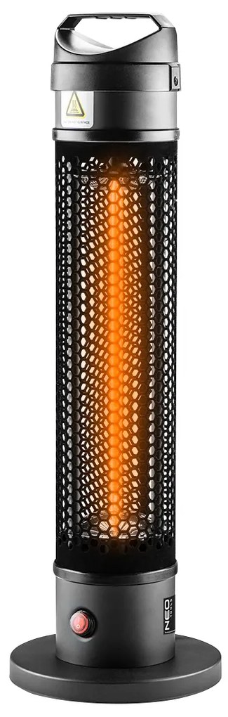 Sugárzó fűtőtest 1000 W, álló, IP44, fűtőtest karbon lámpával 90-035