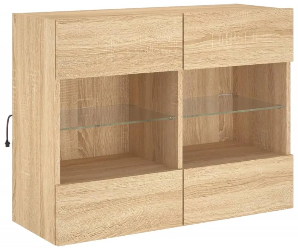 sonoma tölgy színű fali TV-szekrény LED-del 78,5 x 30 x 60,5 cm
