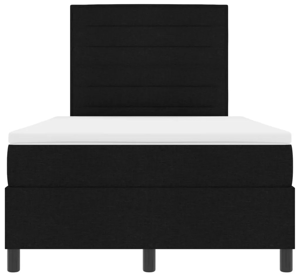 Box Spring Ágy Matraccal Fekete Kis Kétszemélyes Szövet