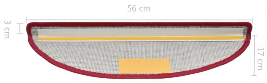 15 darab bordó lépcsőszőnyeg 56 x 17 x 3 cm