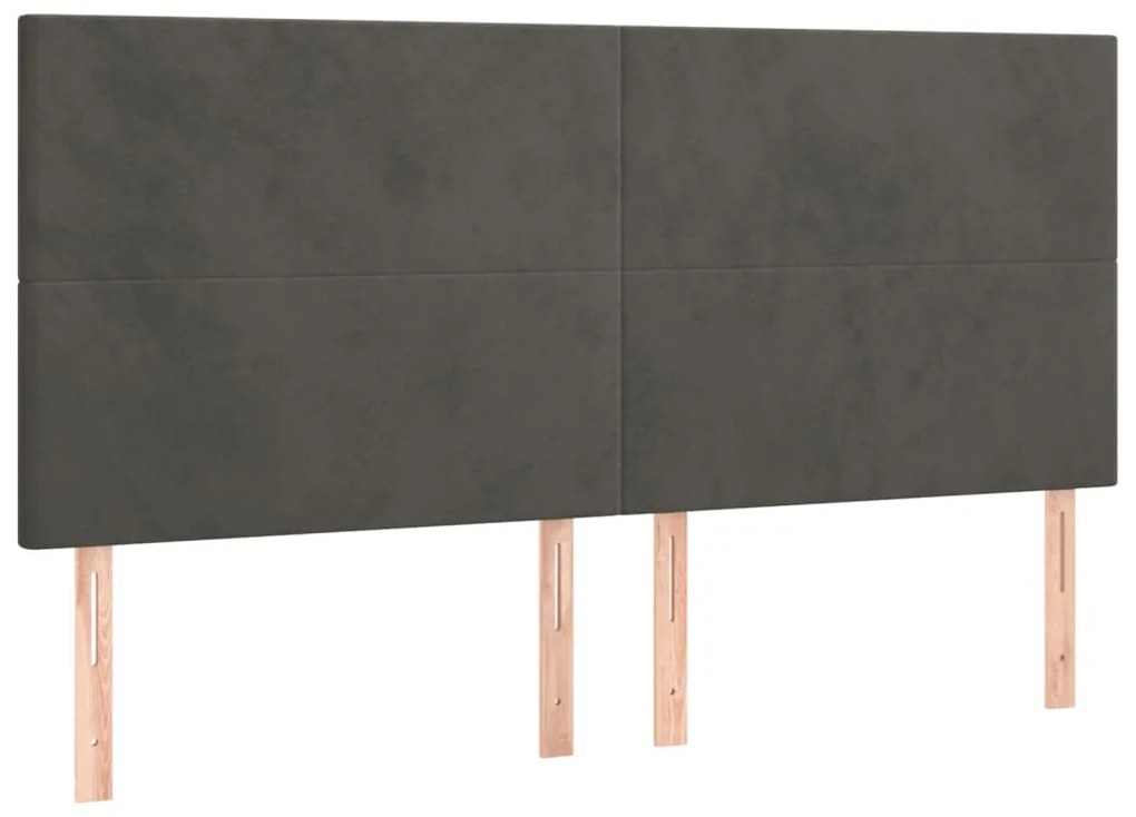 4 db sötétszürke bársony fejtámla 90x5x78/88 cm