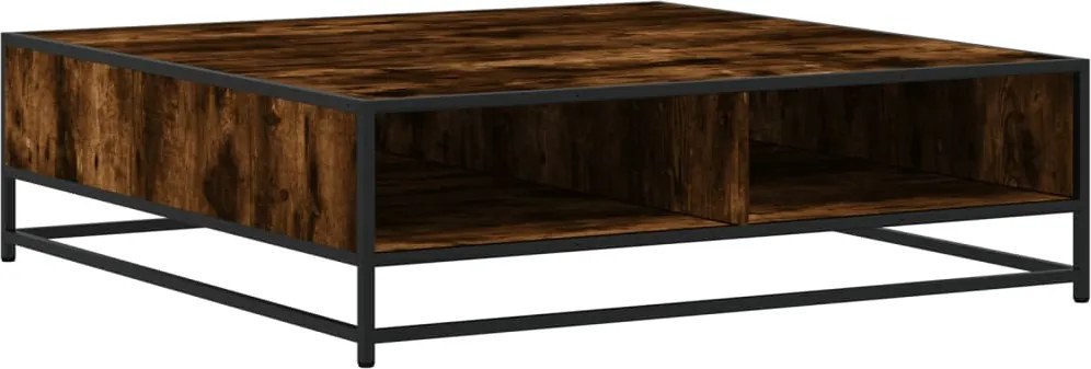 vidaXL füstös tölgy szerelt fa és fém dohányzóasztal 100 x 100 x 30 cm