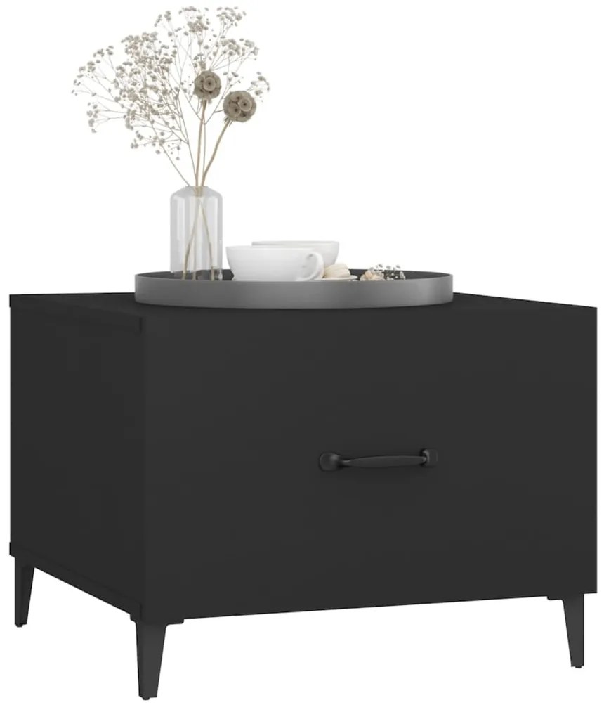 2 db fekete dohányzóasztal fémlábakkal 50 x 50 x 40 cm