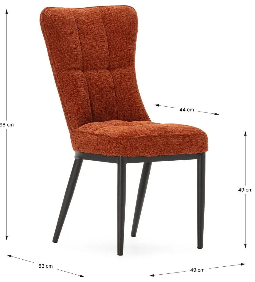 Terrakotta színű étkezőszék szett 2 db-os Damon – Marckeric